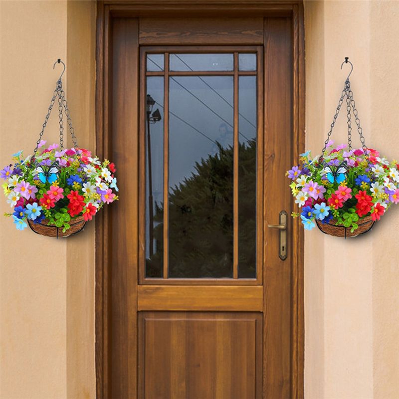 Gardening Tools Basket - زهور صناعية معلقة في سلة لتزيين
