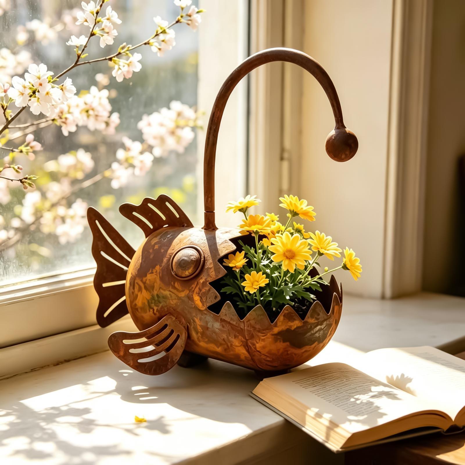 مزهرية معدنية ريفية بتصميم سمك - مراجعة Vertical Wall Planter وسعره